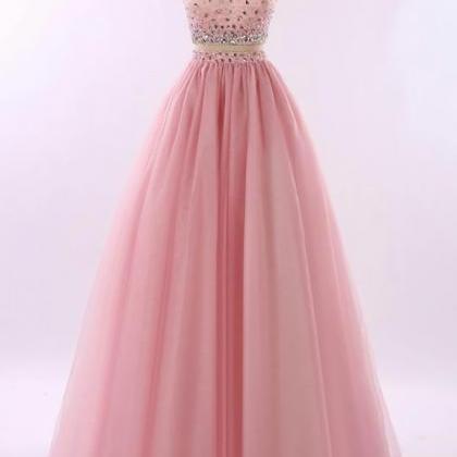 Elegant Two Pieces One Shoulder Tulle Formal Prom..