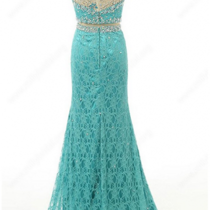 Elegant Beaded Lace Mermaid Formal Prom Dress,..