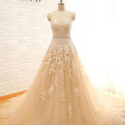 Elegant A-line Sweetheart Lace Tulle Formal Prom..