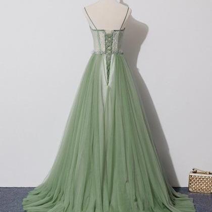 Elegant A Line Lace Tulle Formal Prom Dress,..