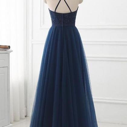 Elegant Simple A-line Lace Tulle Formal Prom..