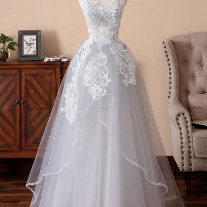 Elegant Sweetheart Lace Straps Tulle Formal Prom..