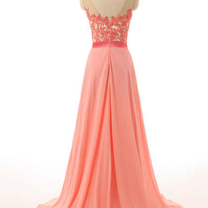 Elegant Lace Applique Chiffon A-line Formal Prom..