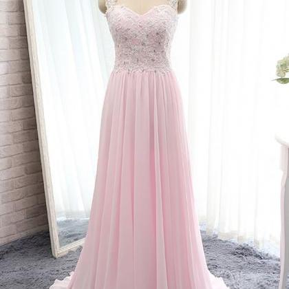 Elegant A-line Chiffon Lace Beading Formal Prom..