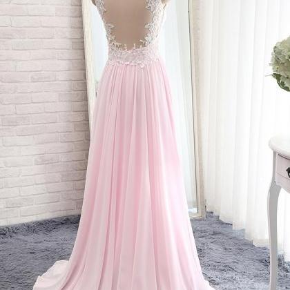 Elegant A-line Chiffon Lace Beading Formal Prom..