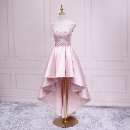 Elegant A-line Satin High Low Formal Prom Dress,..