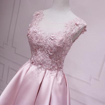 Elegant A-line Satin High Low Formal Prom Dress,..