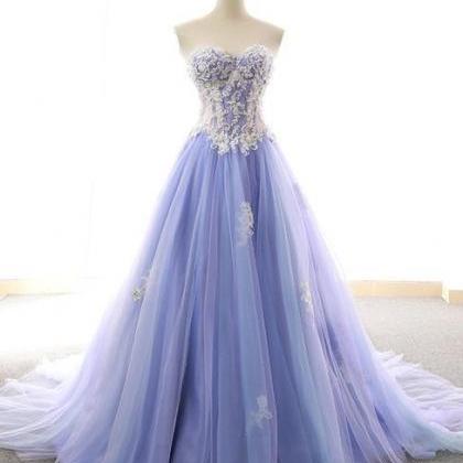 Elegant A-line Lace Applique Tulle Formal Prom..