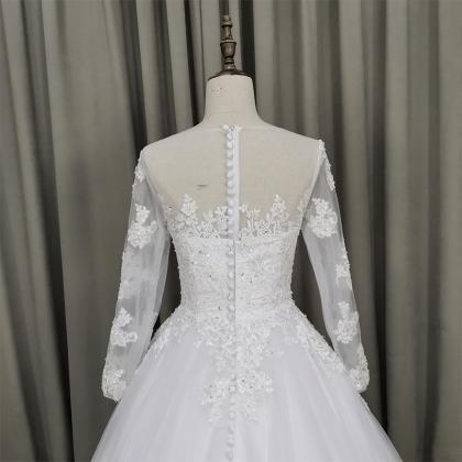 Elegant A-line Long Sleeves Lace And Tulle Formal..