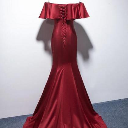 Elegant Mermaid Long Satin Formal Prom Dress,..