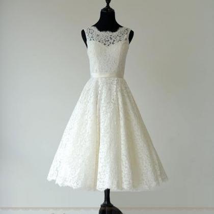 Lace Wedding Dress Sheer Neckline With Waistband..