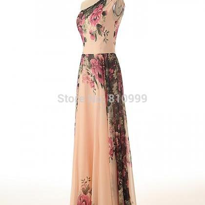 One-shoulder Floral Printed Flower Sexy Lady..