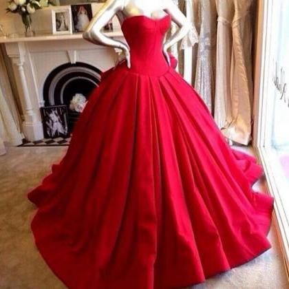 Custom Made Red Sweetheart Neckline Long Ball Gown..