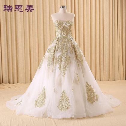Custom Made Long Ball Gown Lace Wedding Dresses..