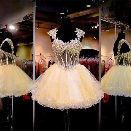 Luxury Exposed Boning Beads Short Homecoming Prom Dresses A Line