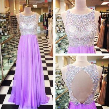 Lilac Prom Dresses, Beaded Prom Dress, Long Prom..