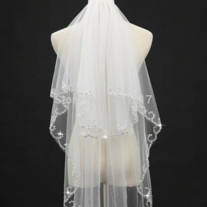 Ivory Or White 2t Wedding Bridal Veil Elbow With..