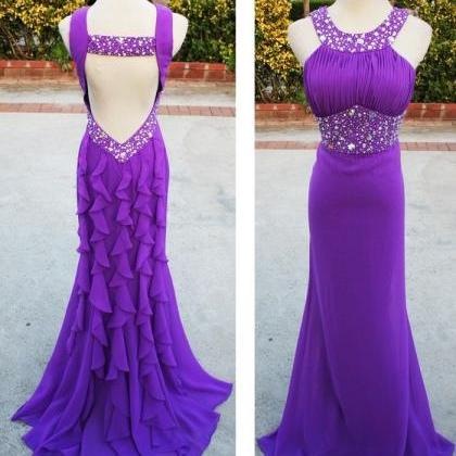 Purple Sexy Evening Dresses,mermaid Prom..