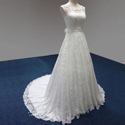 White/ivory Lace Train Bridal Gown Lace Wedding..