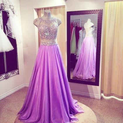 Lilac Prom Dresses,beaded Prom Dress,sexy Prom..