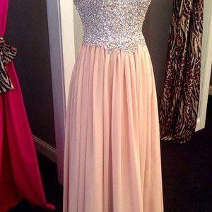 Custom Made Pink Chiffon Prom Dress,long Prom..