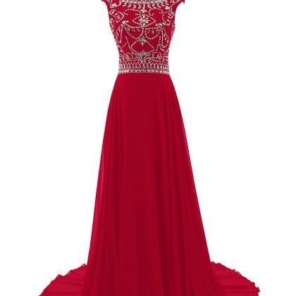 Sparkle Burgundy Beadings Prom Gown Red Style Prom..