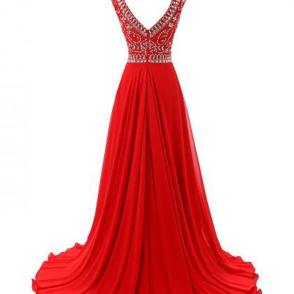 Sparkle Burgundy Beadings Prom Gown Red Style Prom..