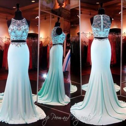 Real Image Sexy Prom Dresses Two 2 Pieces Bling..