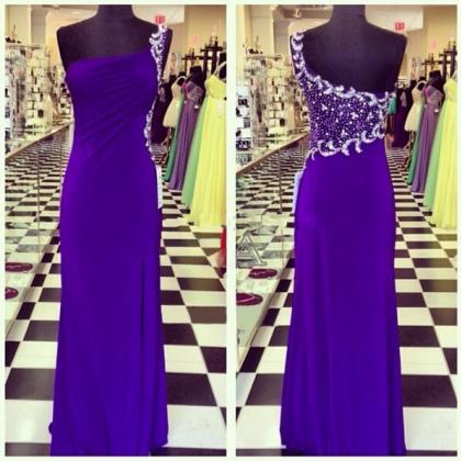Long Prom Dress, Purple Prom Dress, One Shoulder..
