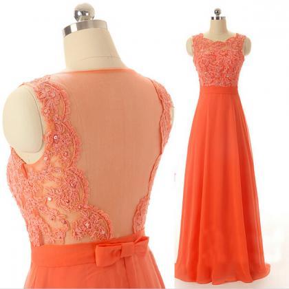 Long Prom Dress, Coral Prom Dress, Sleeveless Prom..
