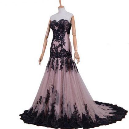 Long Prom Dress, Lace Prom Dress, Tulle Prom..