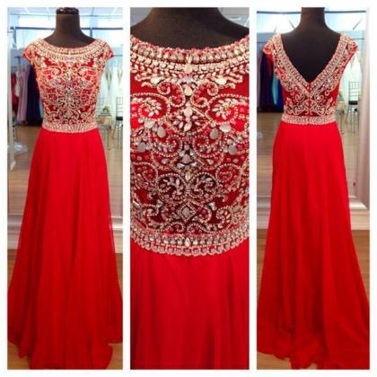 Red Prom Dresses,long Prom Dresses, Chiffon Prom..