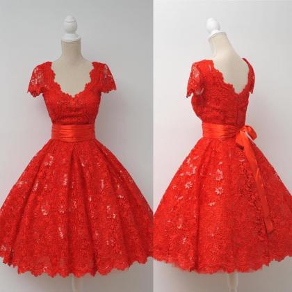 Red Homecoming Dress,lace Homecoming Dress,cute..