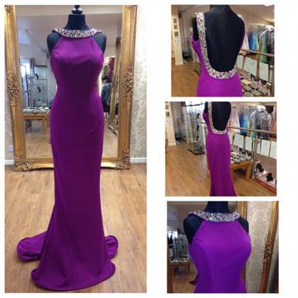 Backless Prom Dresses,open Back Prom Gowns,grape..