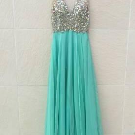 Blue Prom Dresses,chiffon Prom Gowns,sparkle Prom..