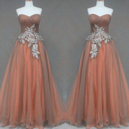 Custom Made Orange Tulle Sweetheart Neckline Dress..