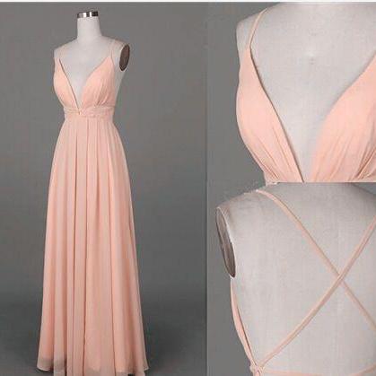Pink Prom Dresses,long Prom Gown,chiffon Prom..