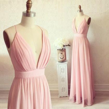 Pink Prom Dresses,long Prom Gown,chiffon Prom..