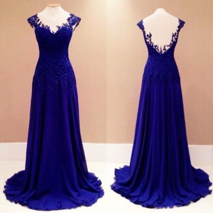 Lace Prom Gown, Fashion Prom Dresses,royal Blue..