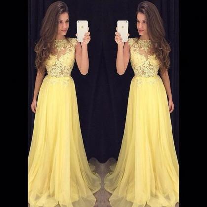 Yellow Prom Dresses,charming Evening Dress,yellow..