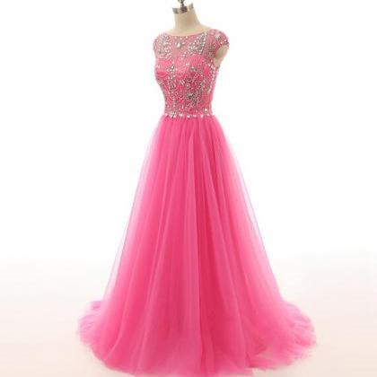 Pink Prom Dresses,pink Evening Gowns,simple Formal..