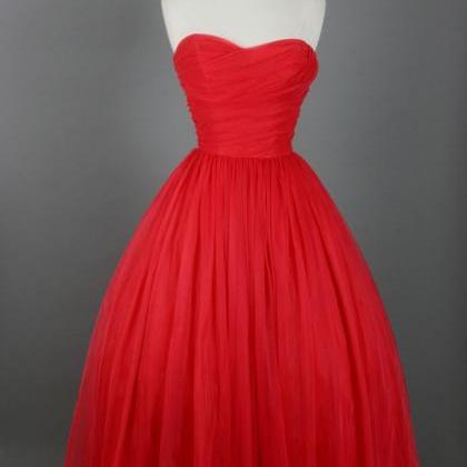Knee Length Prom Dresses,red Prom Gown,vintage..