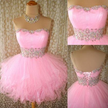 Pink Homecoming Dress,strapless Homecoming..
