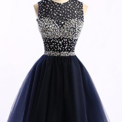 Navy Blue Homecoming Dress,tulle Homecoming..