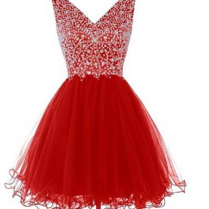 Tulle Homecoming Dress,2016 Homecoming Dress,red..
