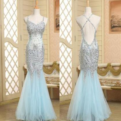 Backless Prom Gown,open Back Prom Dresses,light..