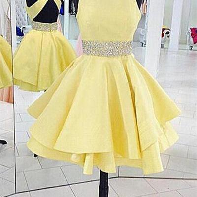 Yellow Homecoming Dress,short Prom Gown,tulle..