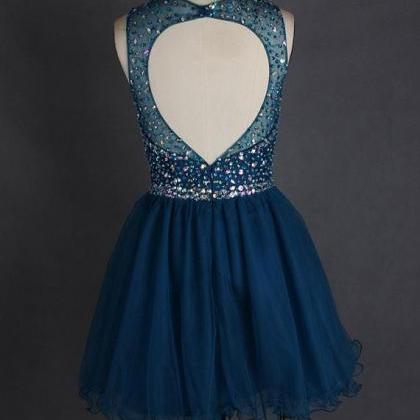 Navy Blue Homecoming Dress,lace Homecoming..