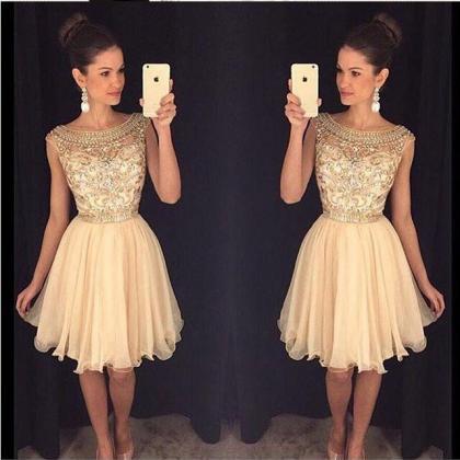 Champagne Homecoming Dress,short Prom Gown,tulle..