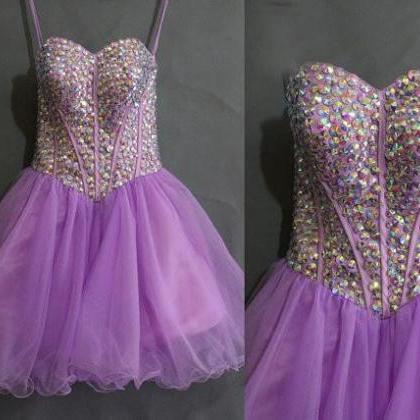 Lilac Homecoming Dress,2016 Homecoming Gown,tulle..